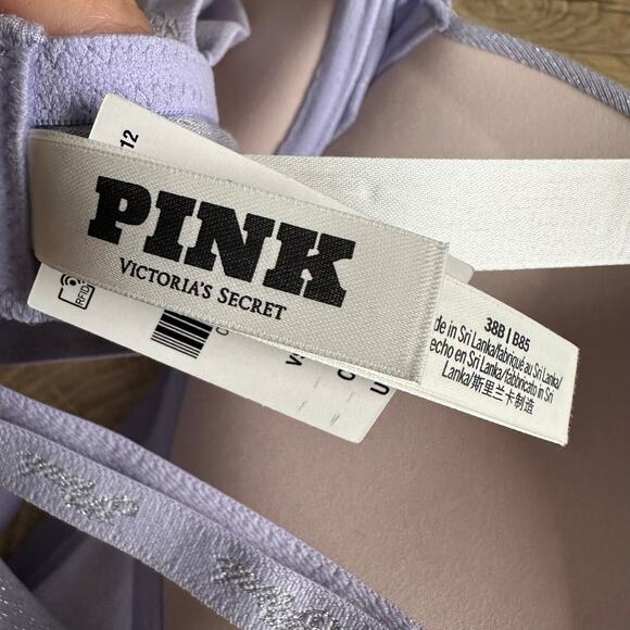 PINK Victoria's Secret Wear Everywhere Super Push Up Bra Purple Shimmer 38B - Picture 6 of 11